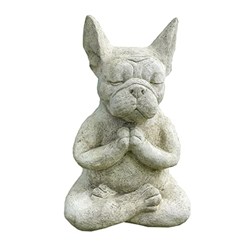 Garten Meditation Französisch Bulldogge Dekoration Statue Garten Dekoration Rasen Harz Außendekoration von RUANI