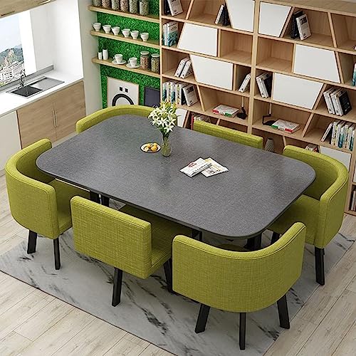 RUANLOV Empfang im Büro Rechteckig Tisch Business-Couchtisch Esstisch-Stuhl-Kombination Mit 6 -Stühlen,Gartenmöbel-Set Home-Office-Küche (C 90x150cm) von RUANLOV