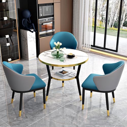 RUANLOV Esstisch Modern Rund, KüChentisch, Esstisch mit 3 StüHlen, Empfangstisch-Und Stuhl-Kombination, Esstische for Kleine RäUme, Platzsparendes Tischset für Zuhause und BüRo (D 70cm/27.5in) von RUANLOV