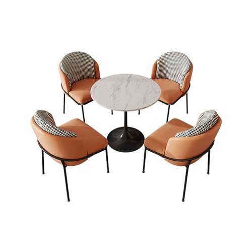 RUANLOV Esstisch mit 4 StüHlen Set, Meetings, Freizeit-Couchtisch, Moderner KüChentisch, Lounge, Wohnzimmer, Verhandlungstisch und Stuhl-Set, für Wohnzimmer KüChe BüRo (A 60cm/23.6in) von RUANLOV