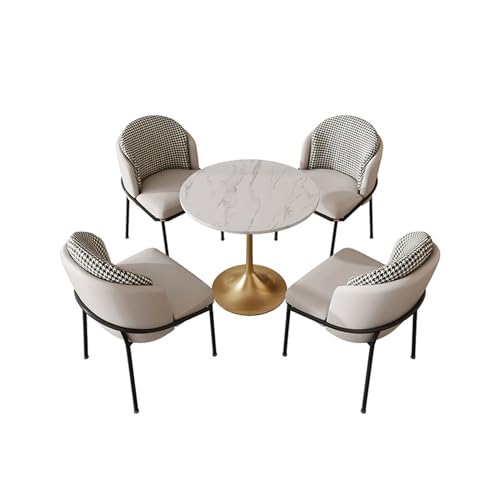 RUANLOV Esstisch mit 4 StüHlen Set, Meetings, Freizeit-Couchtisch, Moderner KüChentisch, Lounge, Wohnzimmer, Verhandlungstisch und Stuhl-Set, für Wohnzimmer KüChe BüRo (B 80cm/31.5in) von RUANLOV