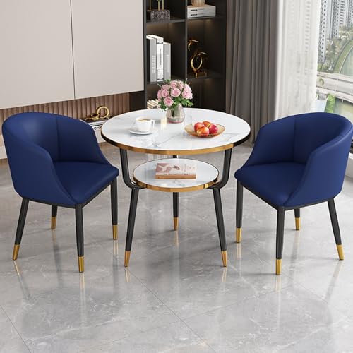 RUANLOV Modernes Runder Esstisch für 2 Personen, Esstisch, KüChentisch, Empfangstisch-Und Stuhl-Kombination, Meetings, Freizeit-Couchtisch, für Wohnzimmer KüChe BüRo (C 60cm/23.6in) von RUANLOV