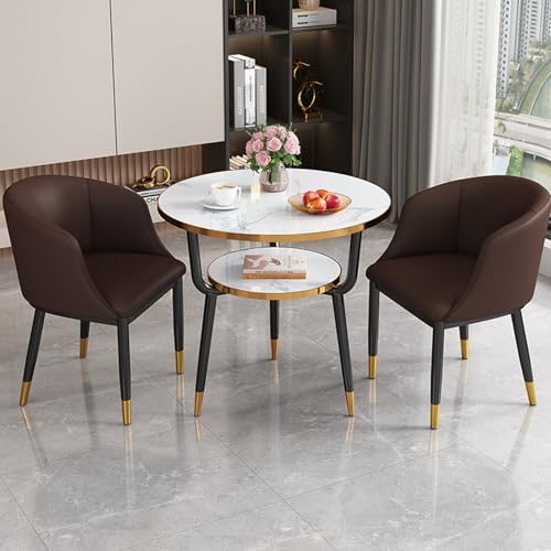 RUANLOV Modernes Runder Esstisch für 2 Personen, Esstisch, KüChentisch, Empfangstisch-Und Stuhl-Kombination, Meetings, Freizeit-Couchtisch, für Wohnzimmer KüChe BüRo (F 80cm/31.5in) von RUANLOV