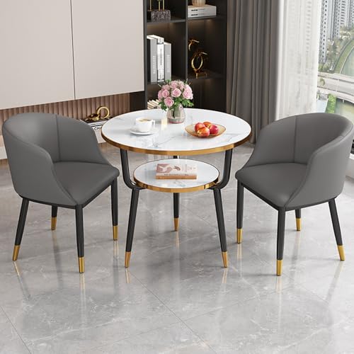 RUANLOV Modernes Runder Esstisch für 2 Personen, Esstisch, KüChentisch, Empfangstisch-Und Stuhl-Kombination, Meetings, Freizeit-Couchtisch, für Wohnzimmer KüChe BüRo (H 70cm/27.5in) von RUANLOV