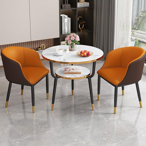 RUANLOV Modernes Runder Esstisch für 2 Personen, Esstisch, KüChentisch, Empfangstisch-Und Stuhl-Kombination, Meetings, Freizeit-Couchtisch, für Wohnzimmer KüChe BüRo (J 60cm/23.6in) von RUANLOV