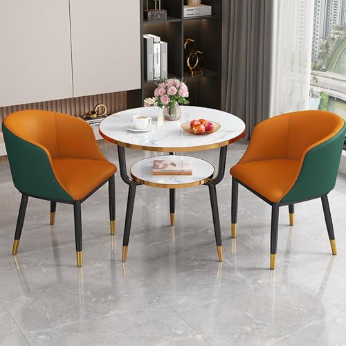 RUANLOV Modernes Runder Esstisch für 2 Personen, Esstisch, KüChentisch, Empfangstisch-Und Stuhl-Kombination, Meetings, Freizeit-Couchtisch, für Wohnzimmer KüChe BüRo (K 60cm/23.6in) von RUANLOV