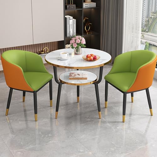 RUANLOV Modernes Runder Esstisch für 2 Personen, Esstisch, KüChentisch, Empfangstisch-Und Stuhl-Kombination, Meetings, Freizeit-Couchtisch, für Wohnzimmer KüChe BüRo (N 60cm/23.6in) von RUANLOV