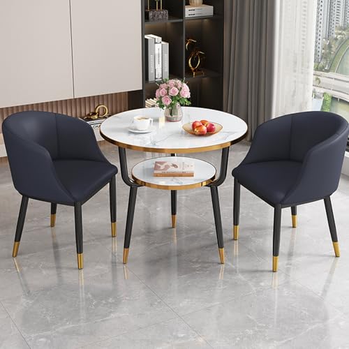 RUANLOV Modernes Runder Esstisch für 2 Personen, Esstisch, KüChentisch, Empfangstisch-Und Stuhl-Kombination, Meetings, Freizeit-Couchtisch, für Wohnzimmer KüChe BüRo (R 60cm/23.6in) von RUANLOV