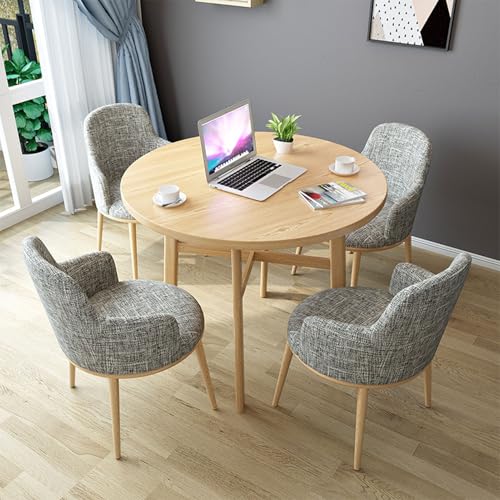RUANLOV Runder Esstisch für 4 Personen, Esstisch, KüChentisch, Kleiner Tisch, Esstisch mit 4 StüHlen, Moderner KüChentisch, für Wohnzimmer KüChe BüRo (D 80cm/31.5in) von RUANLOV