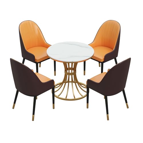 RUANLOV Set Aus Tisch und Stuhl, für 4 Personen, Runder Esstisch, Runder Tisch für Zuhause & Café, Modernes FreizeitmöBel für KüChe, für Wohnzimmer KüChe BüRo (A 70cm/27.5in) von RUANLOV