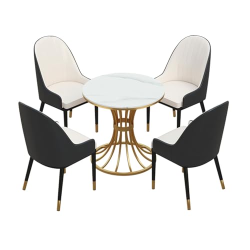 RUANLOV Set Aus Tisch und Stuhl, für 4 Personen, Runder Esstisch, Runder Tisch für Zuhause & Café, Modernes FreizeitmöBel für KüChe, für Wohnzimmer KüChe BüRo (B 70cm/27.5in) von RUANLOV