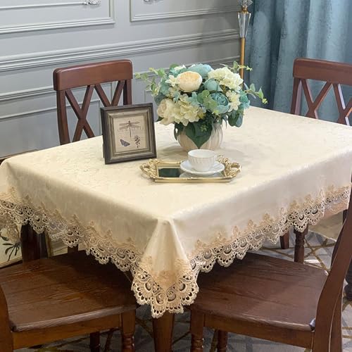 RUANLOV Tischdecke, PU Rechteck Tischtuch, Tafeldecke Abwaschbar Jacquard Design Spitzentischdecke, Wasserdicht, öLdicht, Auslaufsicher, Tischschutz, Tischdekoration, Zuhause (C 110X180cm) von RUANLOV