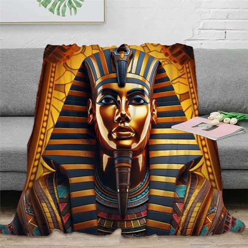 Ägyptischer Pharao Couchdecke Sofadecke 3D Druck Wohndecken Fleecedecke Flauschig Warm Kuscheldecke Tagesdecke Weichen Flauschig Bett Decken Für Mädchen Jungen 40x50inch(100x130cm) von RUASVENNS