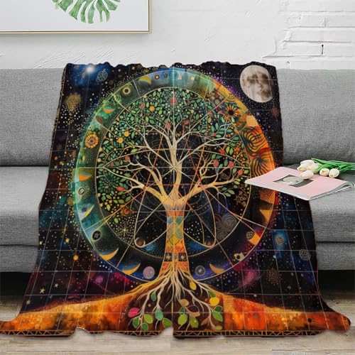 Baum des Lebens 3D Druck Sofadecke Fleecedecke Wohndecken Couchdecke Weichen Flauschig Bett Decken Flauschig Warm Kuscheldecke Tagesdecke Für Mädchen Jungen 60x80inch(150x200cm) von RUASVENNS