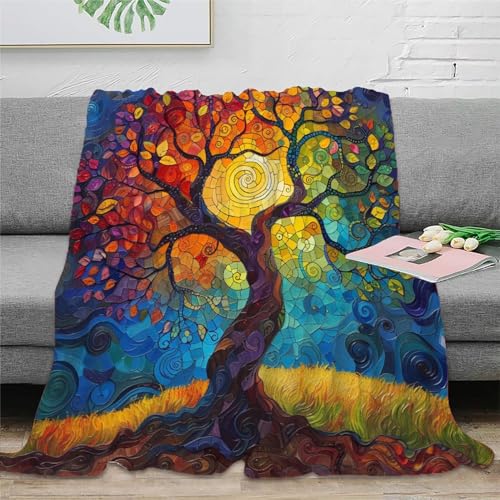 Baum des Lebens Decke Sofadecke Fleecedecke Couchdecke 3D Druck Tagesdecke Kuscheldecke Flauschig Warm Bett Decken Weichen Flauschig Für Mädchen Jungen 70x80inch(180x200cm) von RUASVENNS