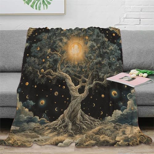 Baum des Lebens Fleecedecke 3D Druck Sofadecke Wohndecke Couchdecke Bett Decken Weichen Flauschig Flauschig Warm Kuscheldecke Tagesdecke Für Mädchen Jungen 40x50inch(100x130cm) von RUASVENNS