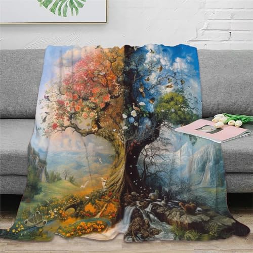 Baum des Lebens Fleecedecke Wohndecke Couchdecke 3D Druck Sofadecke Bett Decken Kuscheldecke Tagesdecke Flauschig Warm Weichen Flauschig for Erwachsene Kinder 50x60inch(127x152cm) von RUASVENNS