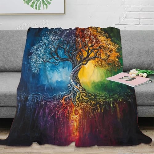 Baum des Lebens Sofadecke Decke Couchdecke Fleecedecke 3D Druck Weichen Flauschig Kuscheldecke Flauschig Warm Tagesdecke Bett Decken for Erwachsene Kinder 40x50inch(100x130cm) von RUASVENNS