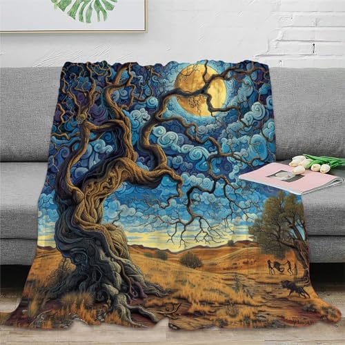 Baum des Lebens Wohndecke Sofadecke 3D Druck Fleecedecke Couchdecke Kuscheldecke Tagesdecke Weichen Flauschig Bett Decken Flauschig Warm for Erwachsene Kinder 50x60inch(127x152cm) von RUASVENNS