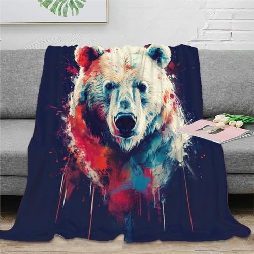 Braunbär Wohndecken Sofadecke Couchdecke 3D Druck Fleecedecke Kuscheldecke Tagesdecke Flauschig Warm Bett Decken Weichen Flauschig for Erwachsene Kinder 40x50inch(100x130cm) von RUASVENNS