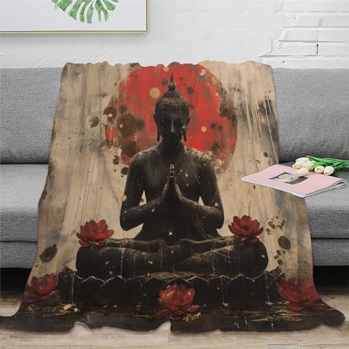 Buddha 3D Druck Couchdecke Sofadecke Fleecedecke Wohndecken Flauschig Warm Kuscheldecke Tagesdecke Bett Decken Weichen Flauschig Für Mädchen Jungen 40x50inch(100x130cm) von RUASVENNS