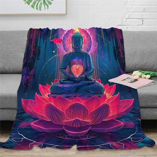 Buddha Couchdecke Fleecedecke Sofadecke 3D Druck Decke Tagesdecke Flauschig Warm Bett Decken Weichen Flauschig Kuscheldecke for Erwachsene Kinder 80x90inch(200x230cm) von RUASVENNS