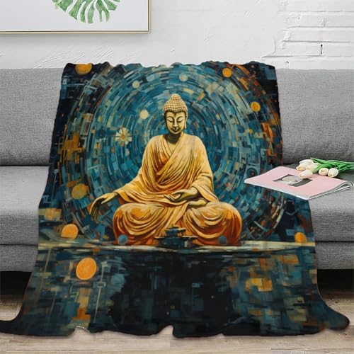 Buddha Sofadecke Couchdecke Fleecedecke Decke 3D Druck Bett Decken Flauschig Warm Kuscheldecke Weichen Flauschig Tagesdecke Für Mädchen Jungen 80x90inch(200x230cm) von RUASVENNS