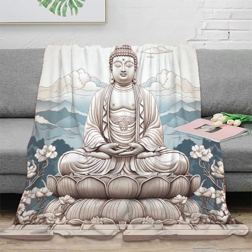 Buddha Wohndecke Sofadecke 3D Druck Fleecedecke Couchdecke Kuscheldecke Tagesdecke Weichen Flauschig Bett Decken Flauschig Warm for Erwachsene Kinder 40x50inch(100x130cm) von RUASVENNS