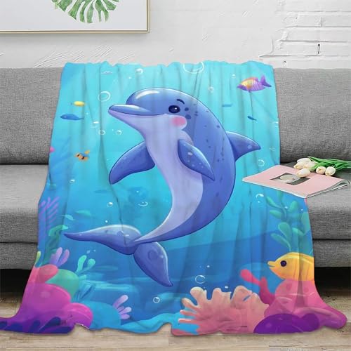 Delphin Fleecedecke Sofadecke Couchdecke Wohndecken 3D Druck Bett Decken Flauschig Warm Tagesdecke Weichen Flauschig Kuscheldecke Für Mädchen Jungen 60x80inch(150x200cm) von RUASVENNS