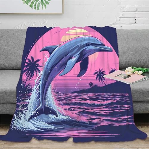 Delphin Wohndecken Sofadecke Couchdecke Fleecedecke 3D Druck Kuscheldecke Tagesdecke Weichen Flauschig Bett Decken Flauschig Warm Für Mädchen Jungen 60x80inch(150x200cm) von RUASVENNS