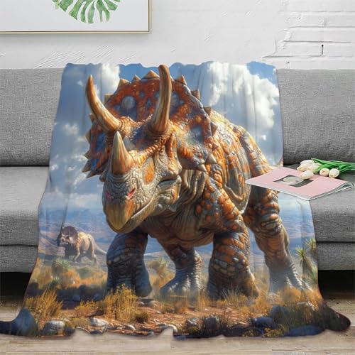 Dinosaurier Couchdecke Fleecedecke Sofadecke 3D Druck Wohndecken Weichen Flauschig Kuscheldecke Tagesdecke Bett Decken Flauschig Warm for Erwachsene Kinder 70x80inch(180x200cm) von RUASVENNS