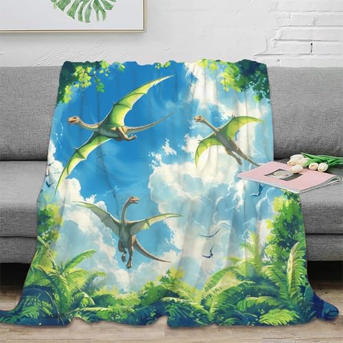 Dinosaurier Sofadecke Decke Couchdecke Fleecedecke 3D Druck Weichen Flauschig Kuscheldecke Flauschig Warm Tagesdecke Bett Decken for Erwachsene Kinder 40x50inch(100x130cm) von RUASVENNS