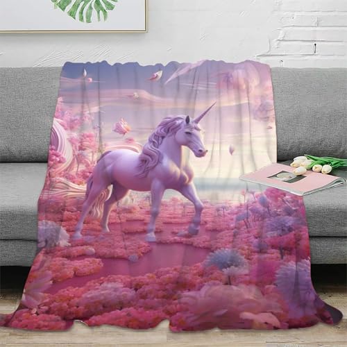 Einhorn Couchdecke Fleecedecke 3D Druck Wohndecken Sofadecke Flauschig Warm Bett Decken Kuscheldecke Weichen Flauschig Tagesdecke Für Mädchen Jungen 50x60inch(127x152cm) von RUASVENNS
