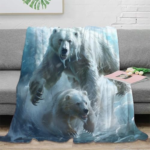 Eisbär Couchdecke Decke 3D Druck Sofadecke Fleecedecke Weichen Flauschig Flauschig Warm Bett Decken Tagesdecke Kuscheldecke Für Mädchen Jungen 40x50inch(100x130cm) von RUASVENNS