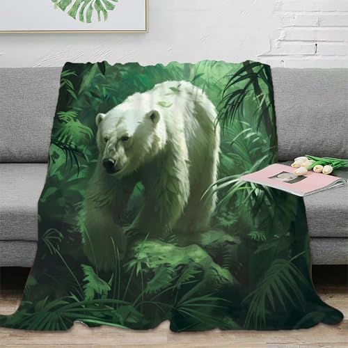 Eisbär Couchdecke Fleecedecke Sofadecke 3D Druck Decke Tagesdecke Kuscheldecke Weichen Flauschig Bett Decken Flauschig Warm Für Mädchen Jungen 60x80inch(150x200cm) von RUASVENNS