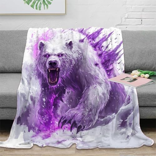 Eisbär Wohndecken Sofadecke Couchdecke 3D Druck Fleecedecke Kuscheldecke Tagesdecke Flauschig Warm Bett Decken Weichen Flauschig for Erwachsene Kinder 70x80inch(180x200cm) von RUASVENNS