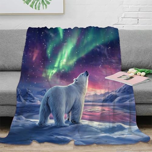 Eisbär Wohndecken Sofadecke Fleecedecke 3D Druck Couchdecke Weichen Flauschig Flauschig Warm Kuscheldecke Tagesdecke Bett Decken for Erwachsene Kinder 70x80inch(180x200cm) von RUASVENNS