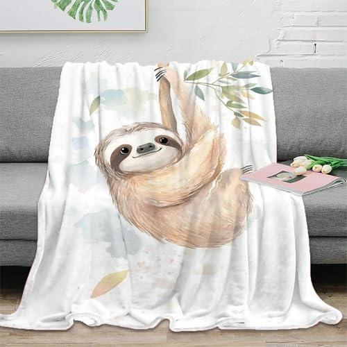 Faultier Couchdecke Fleecedecke 3D Druck Wohndecken Sofadecke Flauschig Warm Bett Decken Kuscheldecke Weichen Flauschig Tagesdecke Für Mädchen Jungen 70x80inch(180x200cm) von RUASVENNS