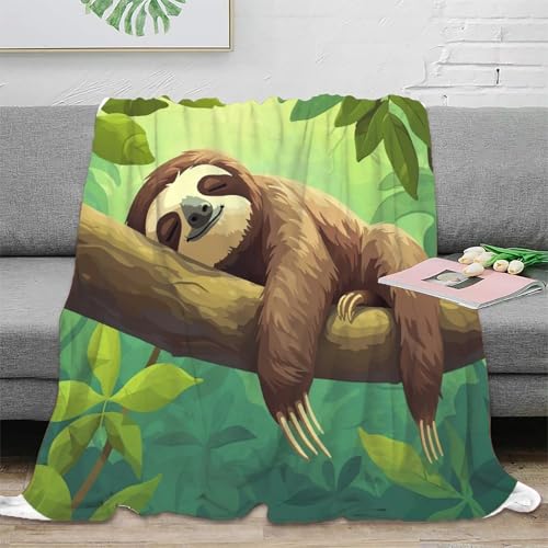 Faultier Wohndecken Sofadecke Couchdecke 3D Druck Fleecedecke Kuscheldecke Tagesdecke Flauschig Warm Bett Decken Weichen Flauschig for Erwachsene Kinder 70x80inch(180x200cm) von RUASVENNS