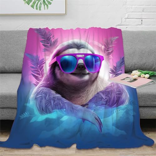 Faultier Wohndecken Sofadecke Fleecedecke 3D Druck Couchdecke Weichen Flauschig Flauschig Warm Kuscheldecke Tagesdecke Bett Decken for Erwachsene Kinder 50x60inch(127x152cm) von RUASVENNS