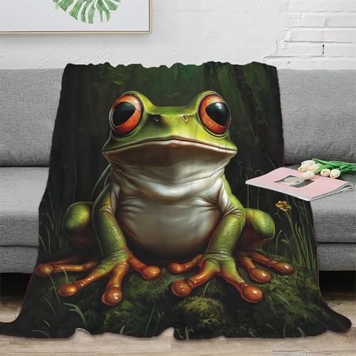 Frosch Sofadecke Decke Fleecedecke 3D Druck Couchdecke Tagesdecke Kuscheldecke Flauschig Warm Weichen Flauschig Bett Decken Für Mädchen Jungen 60x80inch(150x200cm) von RUASVENNS