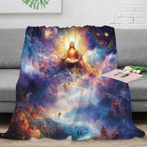 Gott und Jesus 3D Druck Couchdecke Sofadecke Fleecedecke Wohndecken Flauschig Warm Kuscheldecke Tagesdecke Bett Decken Weichen Flauschig Für Mädchen Jungen 40x50inch(100x130cm) von RUASVENNS