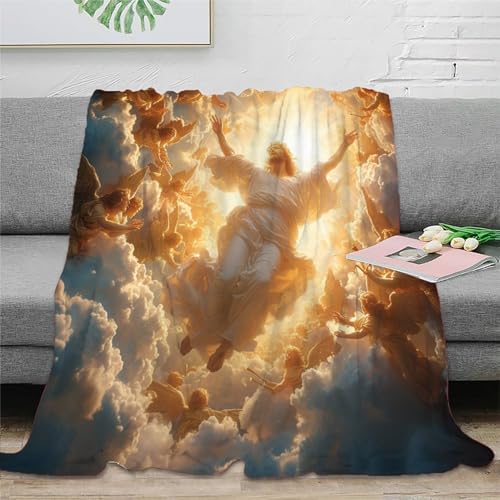 Gott und Jesus Couchdecke 3D Druck Decke Fleecedecke Sofadecke Bett Decken Kuscheldecke Tagesdecke Weichen Flauschig Flauschig Warm Für Mädchen Jungen 60x80inch(150x200cm) von RUASVENNS