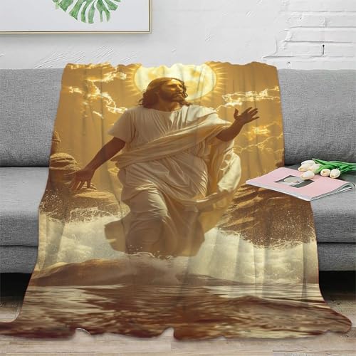 Gott und Jesus Fleecedecke Couchdecke Sofadecke 3D Druck Decke Tagesdecke Kuscheldecke Weichen Flauschig Bett Decken Flauschig Warm Für Mädchen Jungen 50x60inch(127x152cm) von RUASVENNS