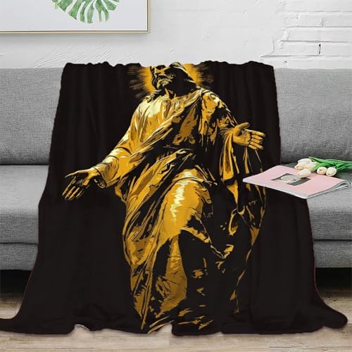 Gott und Jesus Wohndecken Sofadecke Couchdecke 3D Druck Fleecedecke Kuscheldecke Tagesdecke Flauschig Warm Bett Decken Weichen Flauschig for Erwachsene Kinder 50x60inch(127x152cm) von RUASVENNS