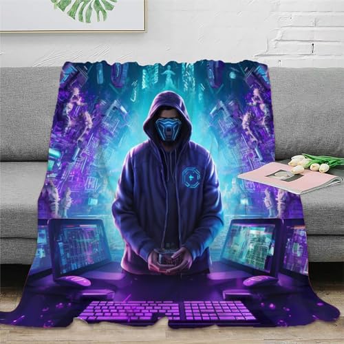 Hacker Couchdecke 3D Druck Decke Fleecedecke Sofadecke Bett Decken Kuscheldecke Tagesdecke Weichen Flauschig Flauschig Warm Für Mädchen Jungen 40x50inch(100x130cm) von RUASVENNS