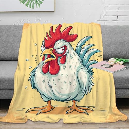 Hahn 3D Druck Couchdecke Wohndecke Sofadecke Fleecedecke Kuscheldecke Flauschig Warm Bett Decken Tagesdecke Weichen Flauschig for Erwachsene Kinder 60x80inch(150x200cm) von RUASVENNS