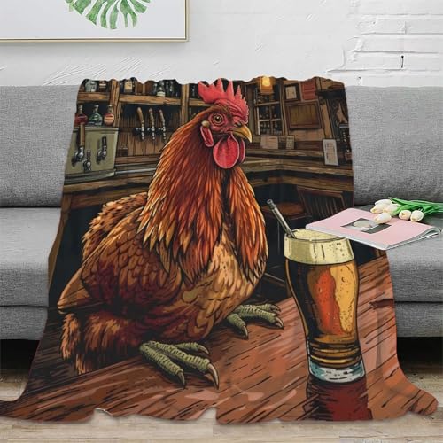 Hahn Couchdecke Fleecedecke 3D Druck Wohndecken Sofadecke Flauschig Warm Bett Decken Kuscheldecke Weichen Flauschig Tagesdecke Für Mädchen Jungen 50x60inch(127x152cm) von RUASVENNS