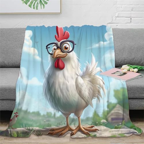 Hahn Couchdecke Sofadecke Fleecedecke 3D Druck Wohndecke Bett Decken Flauschig Warm Kuscheldecke Tagesdecke Weichen Flauschig Für Mädchen Jungen 50x60inch(127x152cm) von RUASVENNS