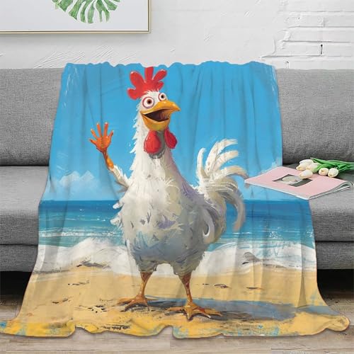 Hahn Decke 3D Druck Couchdecke Sofadecke Fleecedecke Tagesdecke Bett Decken Flauschig Warm Kuscheldecke Weichen Flauschig for Erwachsene Kinder 40x50inch(100x130cm) von RUASVENNS